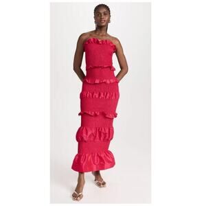 ORIRE Nama Smocked Ruffle Strapless Maxi Dress Size US/2